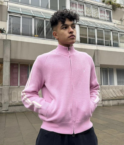 Knit zip up fleece-pink