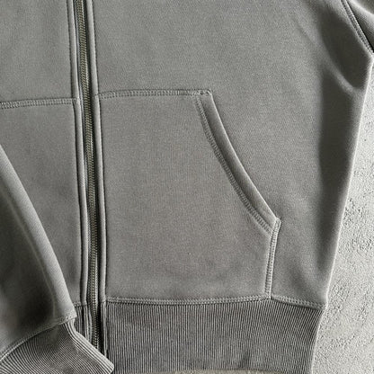 island puff print zip set-grey