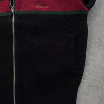 lux knit zip up-black