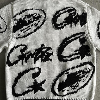 heavy knit jacquard sweater