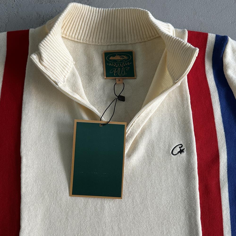 zip racer knit ss -cream