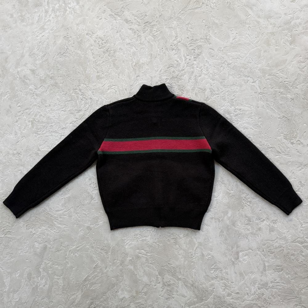 lux knit zip up-black