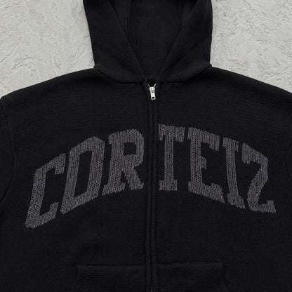 3M college knit zip hoodie-black