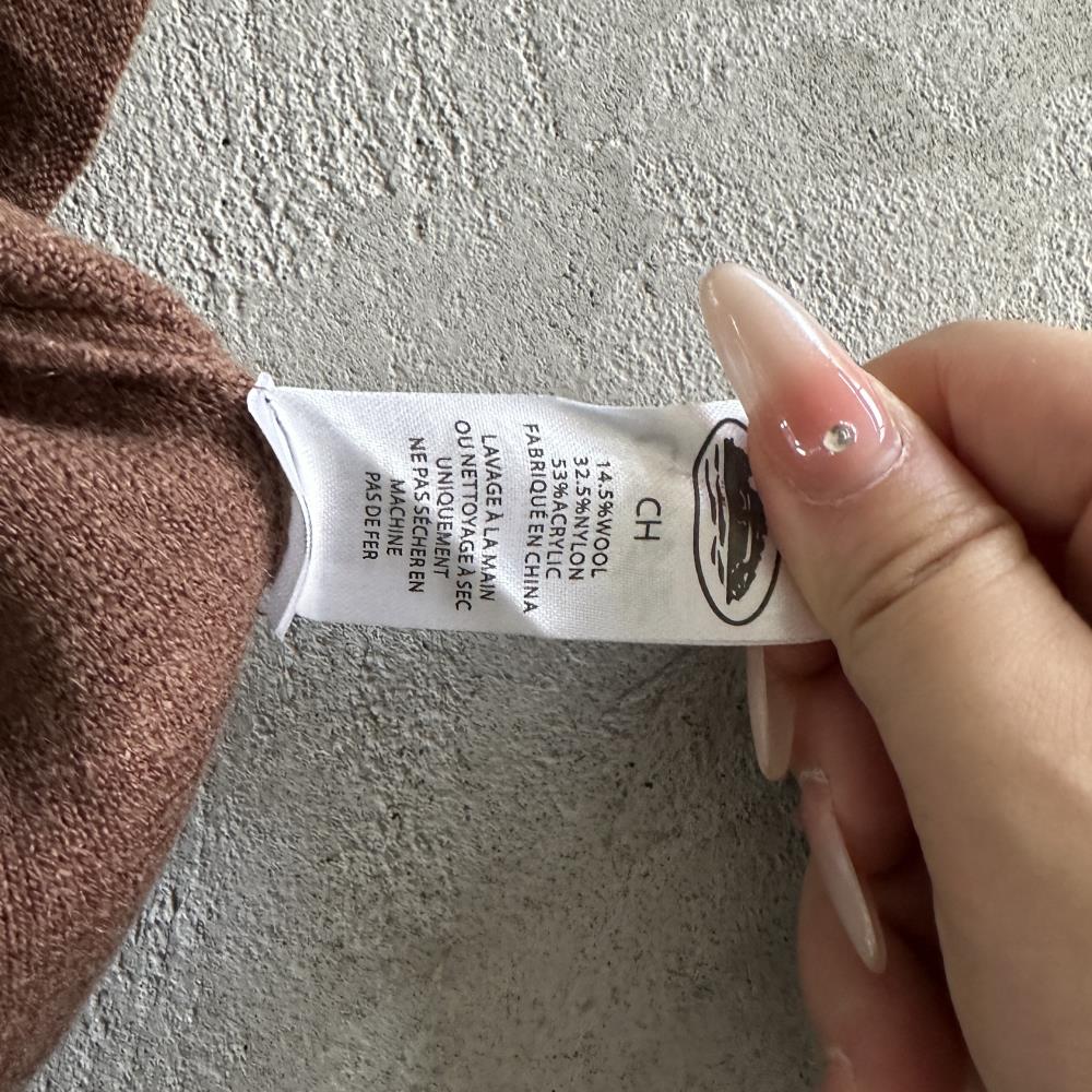 Knit zip up fleece-brown