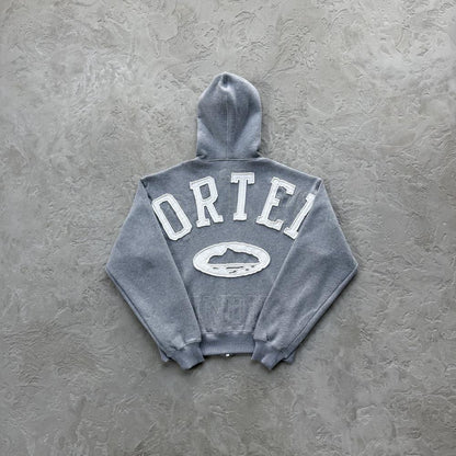 Lundun Stitch Zip Hoodie -Heather Grey