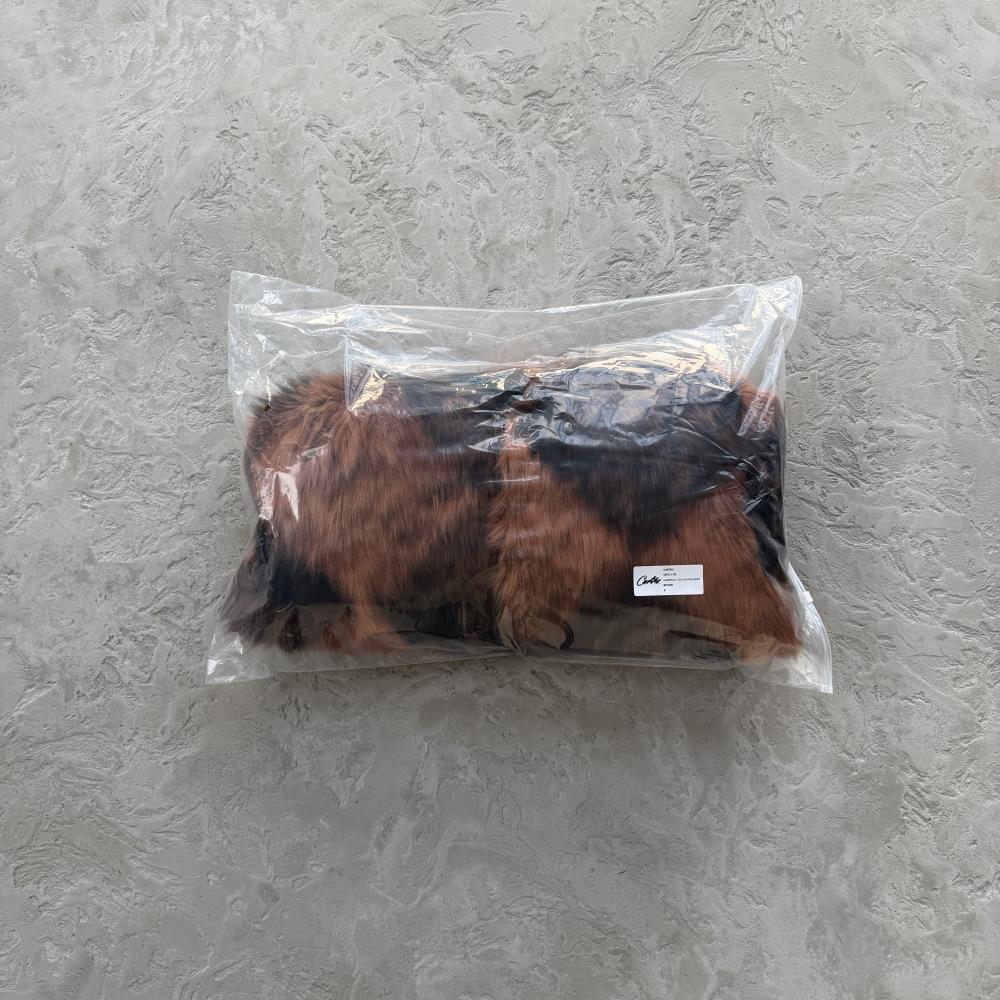 faux fur hooded jacket-brown