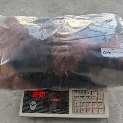 faux fur hooded jacket-brown