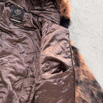 faux fur hooded jacket-brown