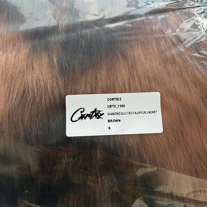 faux fur hooded jacket-brown