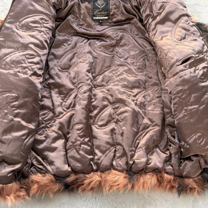 faux fur hooded jacket-brown