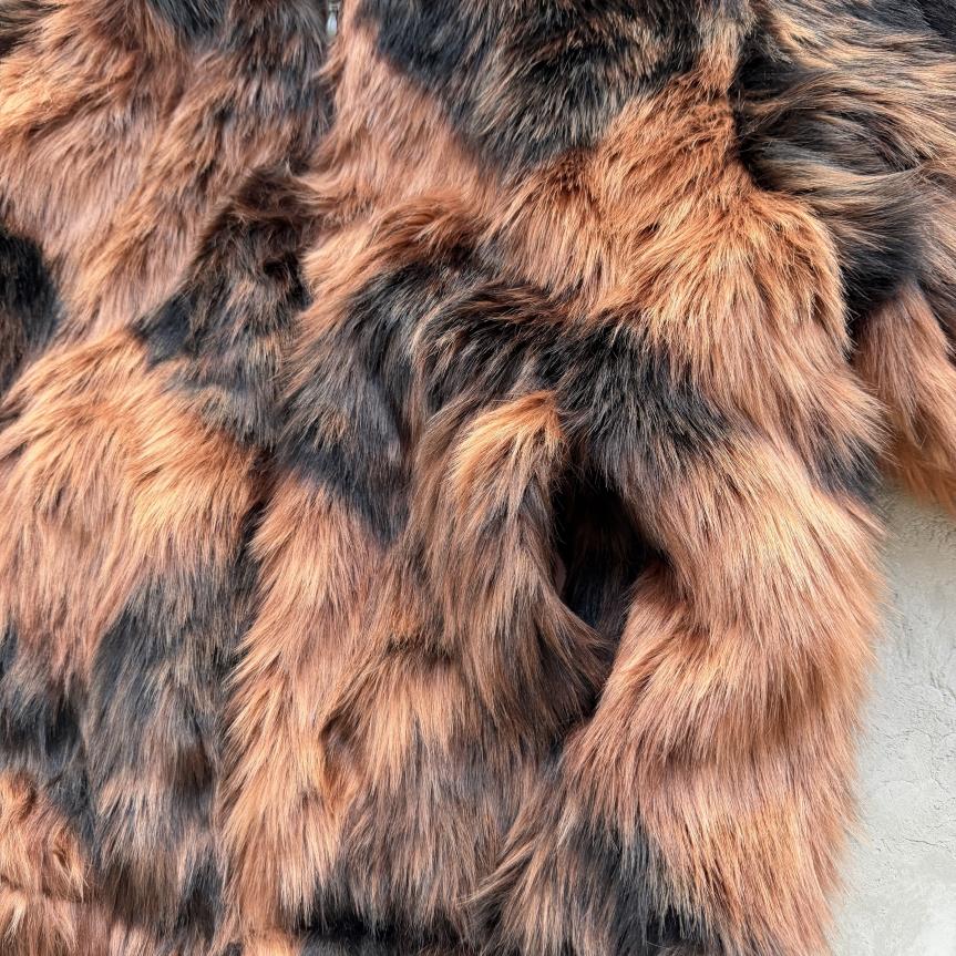 faux fur hooded jacket-brown