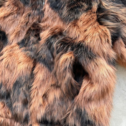 faux fur hooded jacket-brown
