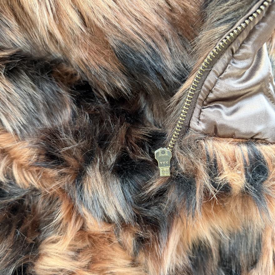 faux fur hooded jacket-brown