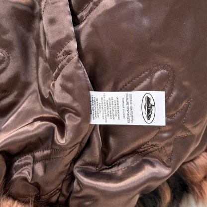 faux fur hooded jacket-brown