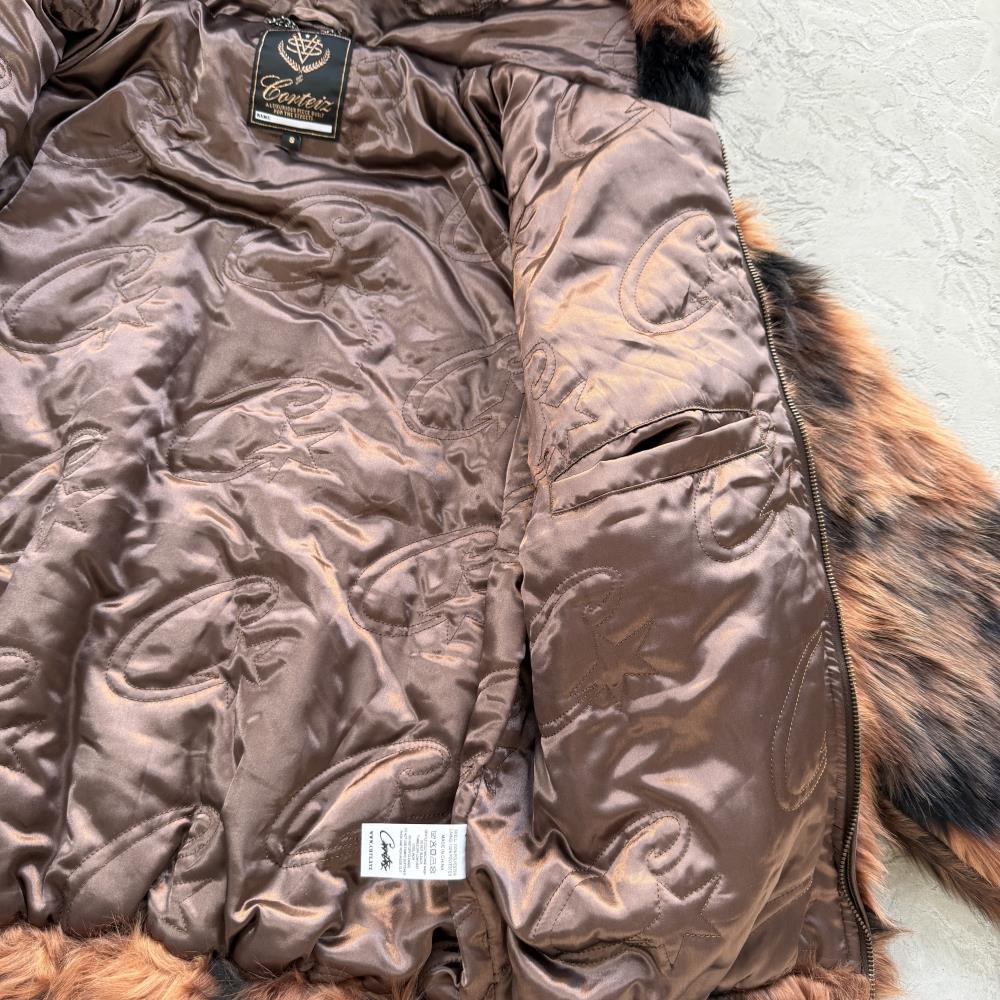 faux fur hooded jacket-brown