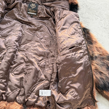 faux fur hooded jacket-brown