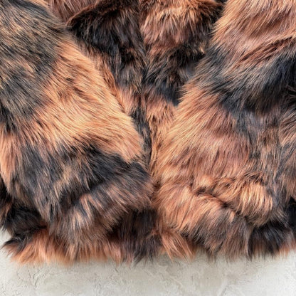 faux fur hooded jacket-brown