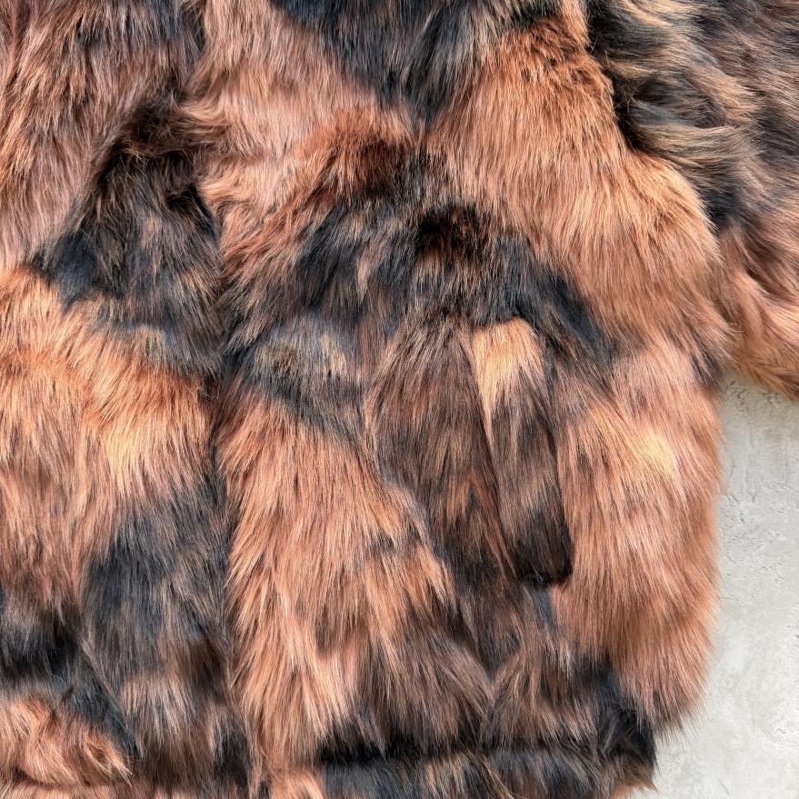 faux fur hooded jacket-brown