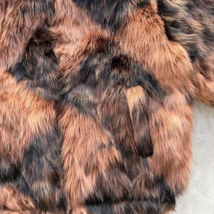 faux fur hooded jacket-brown