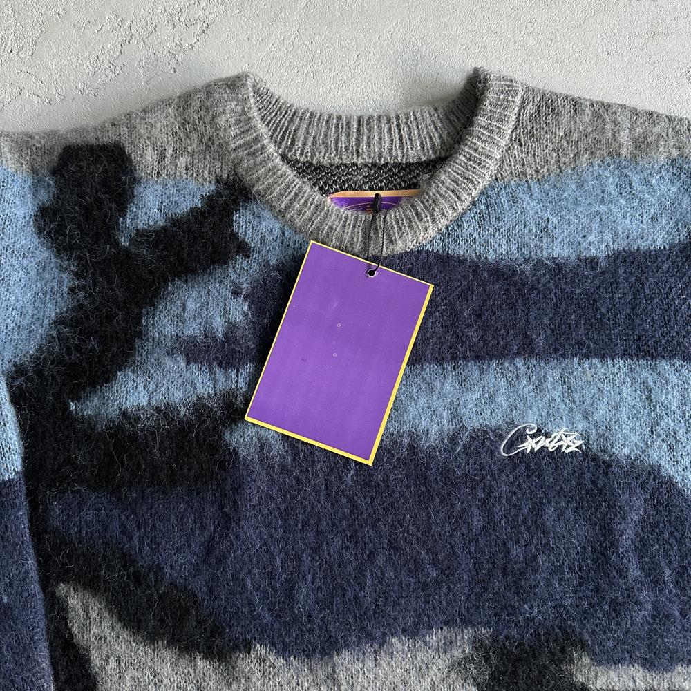 Mohair kmit sweater deep ocean camo