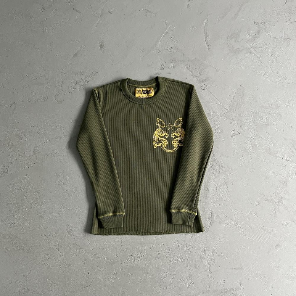 [Special Offer] Waffle Tiger Stars Long Sleeve-Green