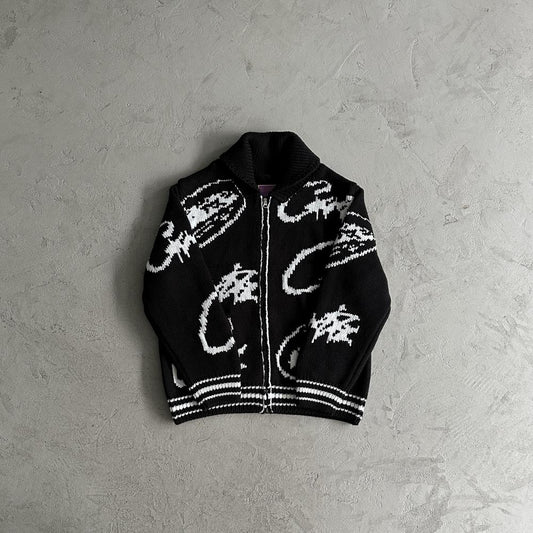 heavy knit jacquard sweater black