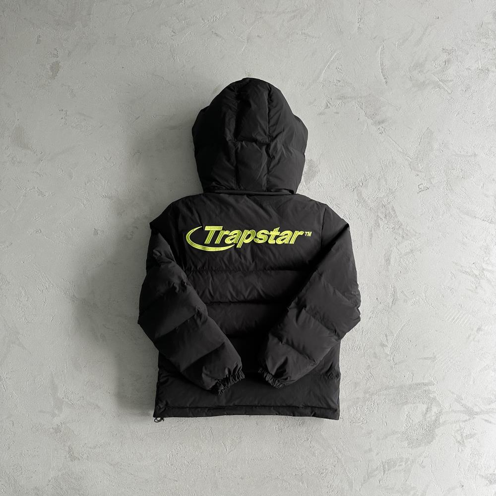 hyperdrive detachable hooded puffer jackst-fluorescent green label