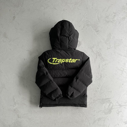 hyperdrive detachable hooded puffer jackst-fluorescent green label