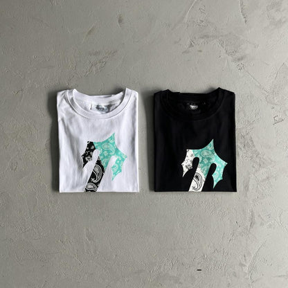 irongate palsley tee-whiteteal white