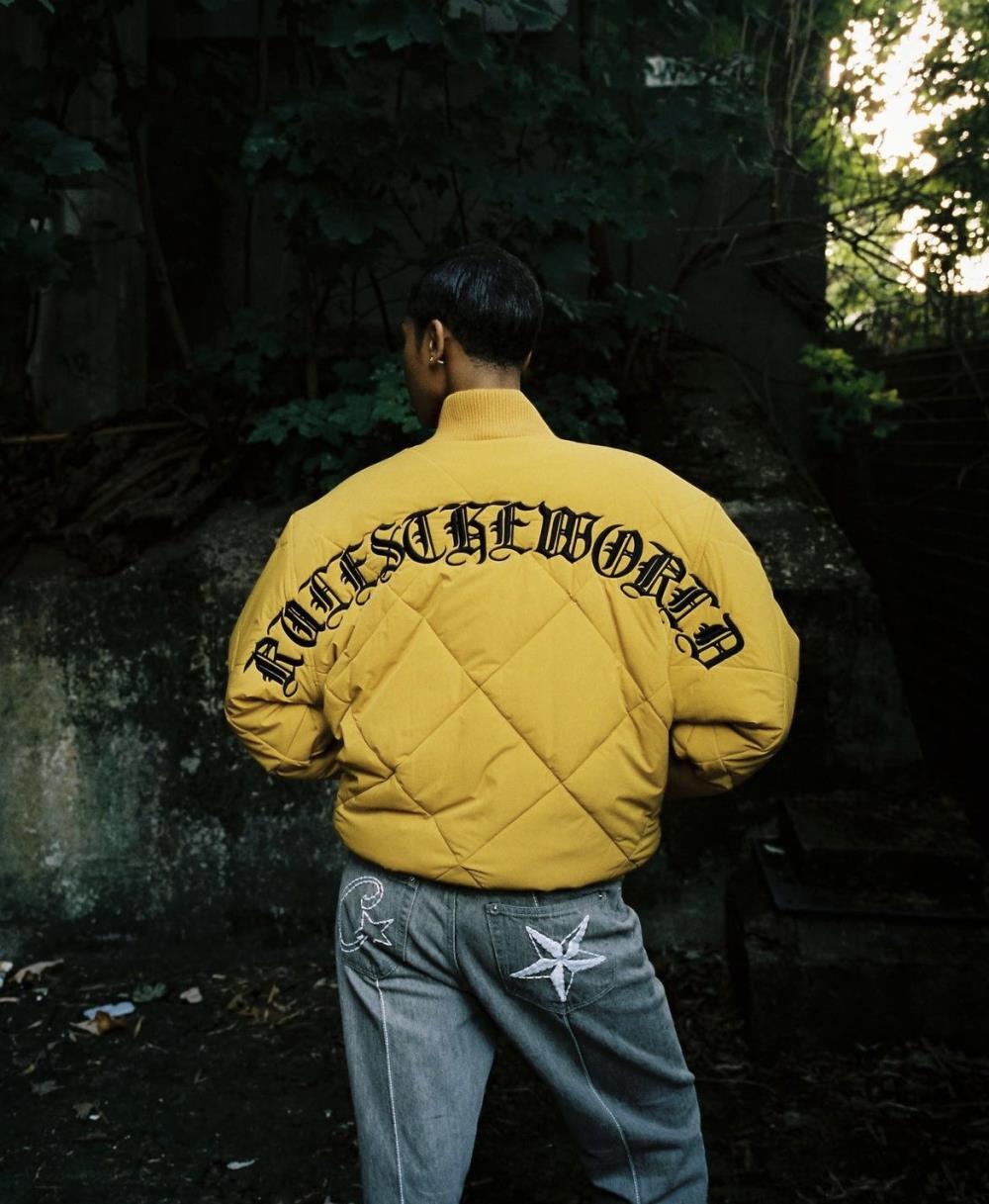 olde english bomber jacket-yellow