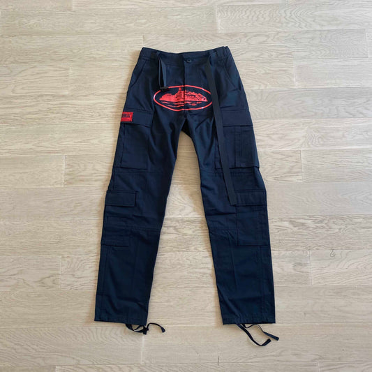 Corteiz black n with red logo cargos